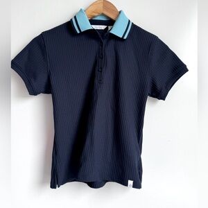 Lady Hagan Women Knit Polo‎ XS Navy Teal Golf Tennis Pickleball Athletic NEW